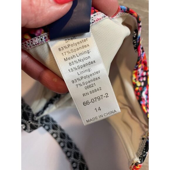 Swimsuits for All Multicolor Lace Detail One Piece Swimsuit Sz 14 - Picture 8 of 11